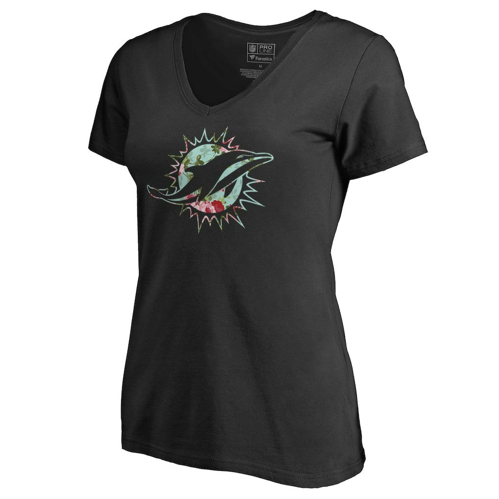 Miami Dolphins Women's Lovely V-Neck T-Shirt Black