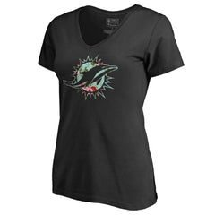 Miami Dolphins Women's Lovely V-Neck T-Shirt Black