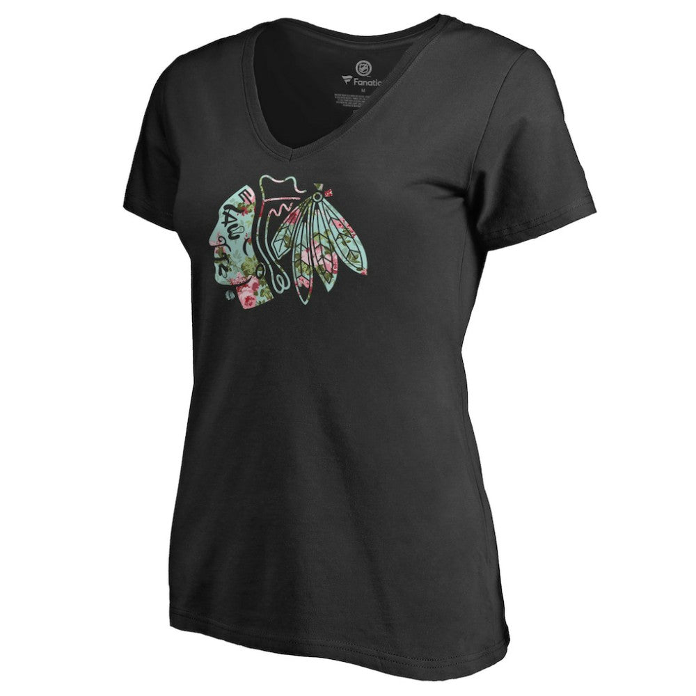 NHL Chicago Blackhawks Women's Lovely V-Neck T-Shirt - Black
