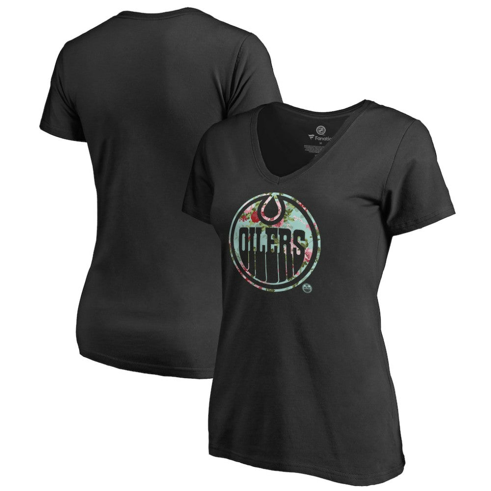 NHL Edmonton Oilers Women's Lovely V-Neck T-Shirt - Black