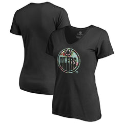 NHL Edmonton Oilers Women's Lovely V-Neck T-Shirt - Black