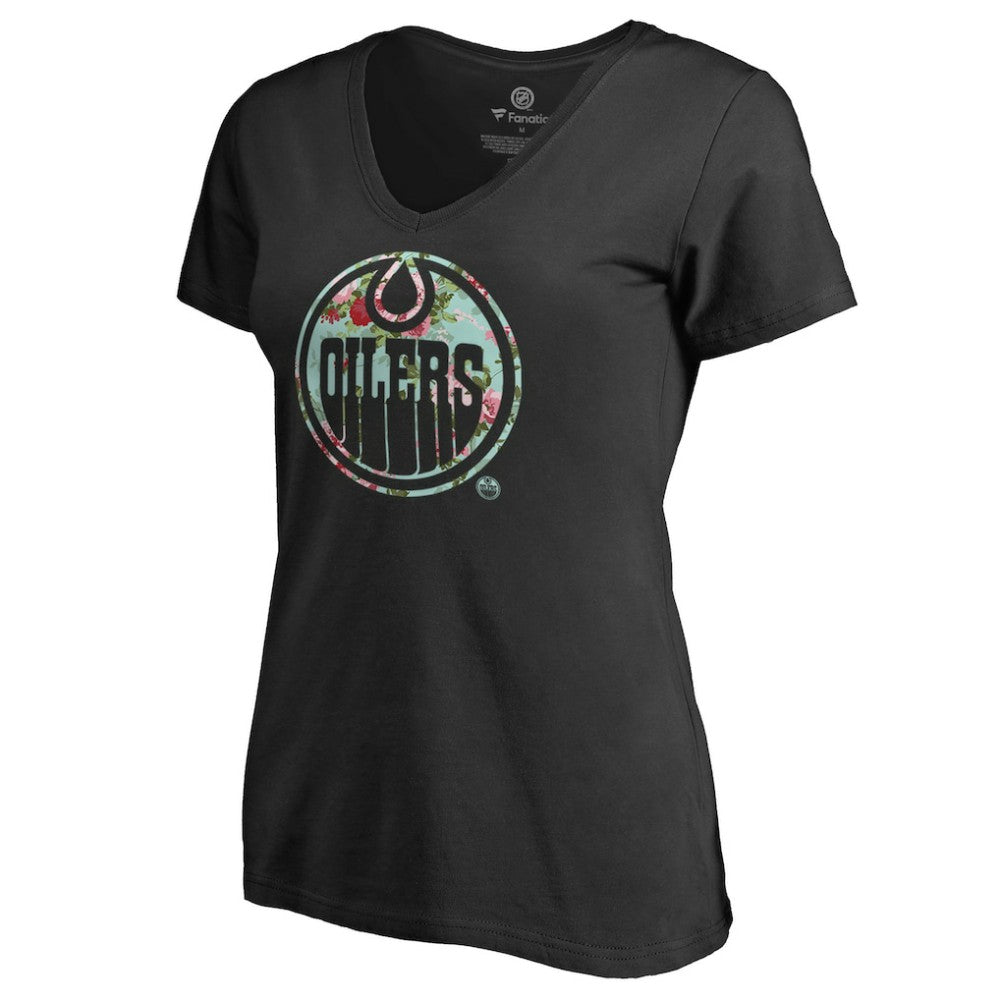 NHL Edmonton Oilers Women's Lovely V-Neck T-Shirt - Black