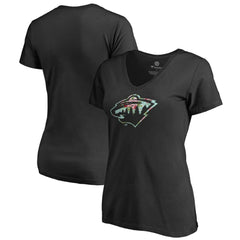 NHL Minnesota Wild Women's Lovely V-Neck T-Shirt - Black
