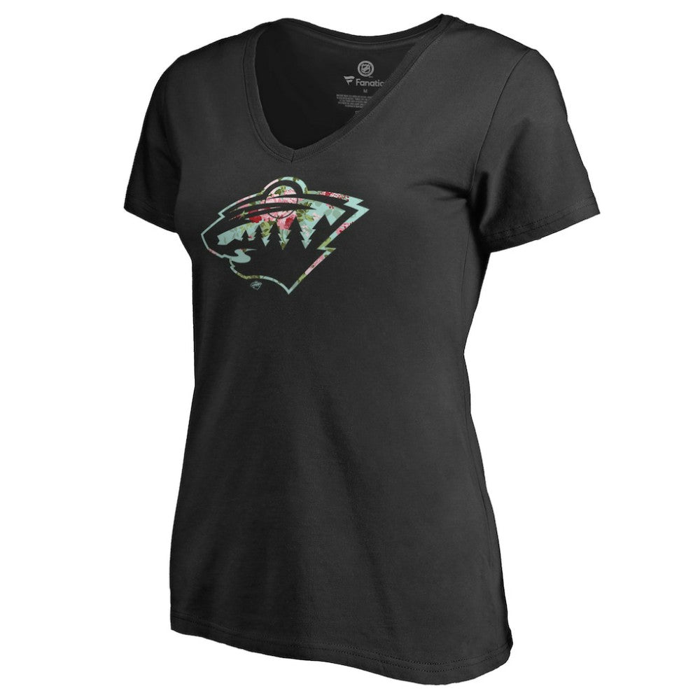 NHL Minnesota Wild Women's Lovely V-Neck T-Shirt - Black