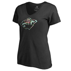 NHL Minnesota Wild Women's Lovely V-Neck T-Shirt - Black