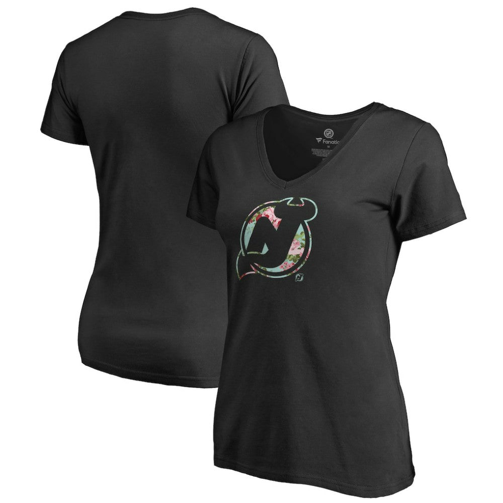 NHL New Jersey Devils Women's Lovely V-Neck T-Shirt - Black