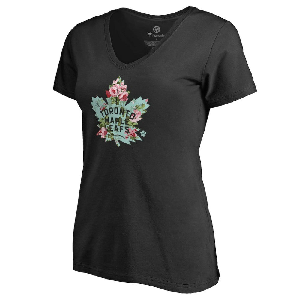 NHL Toronto Maple Leafs Women's Lovely V-Neck T-Shirt - Black