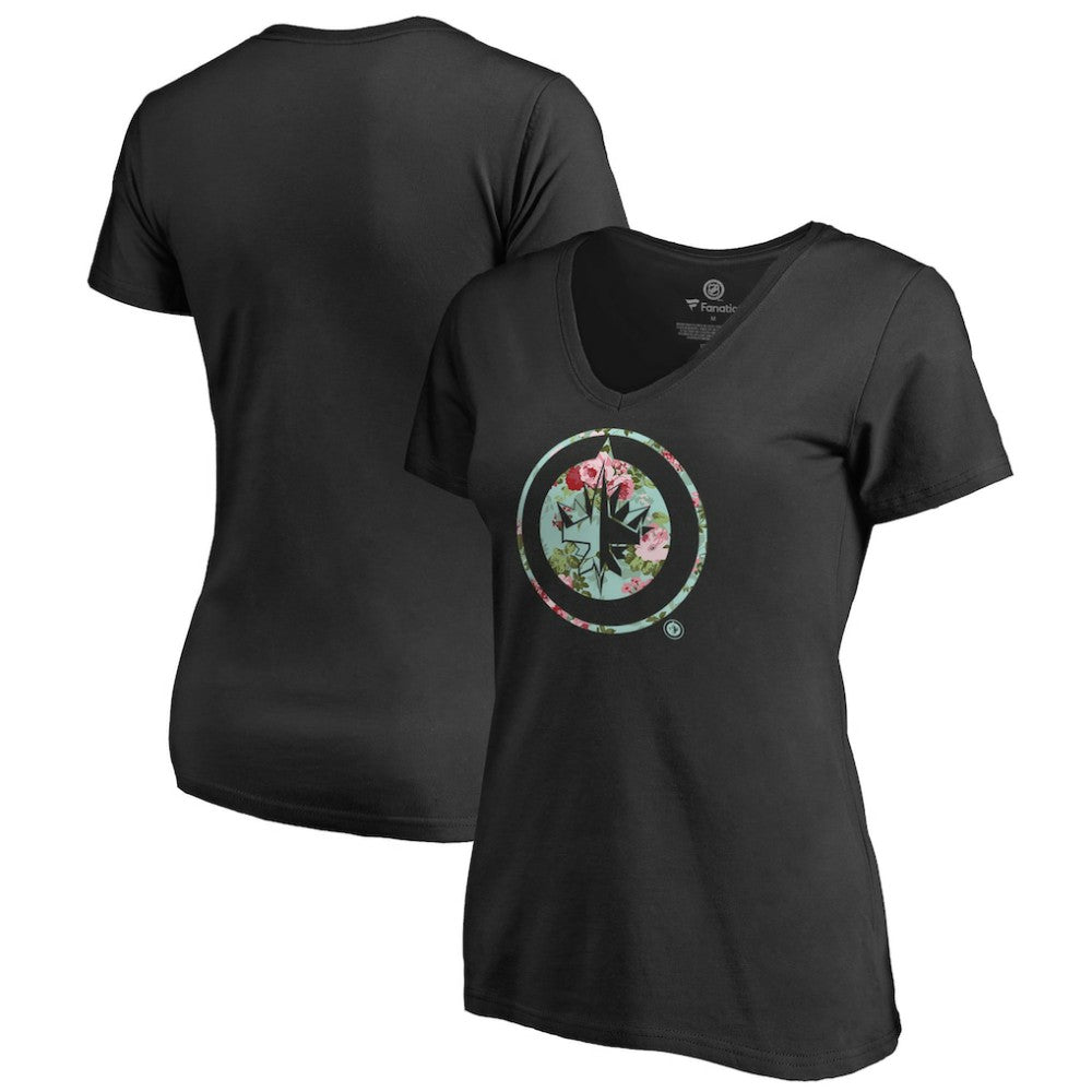 NHL Winnipeg Jets Women's Lovely V-Neck T-Shirt - Black