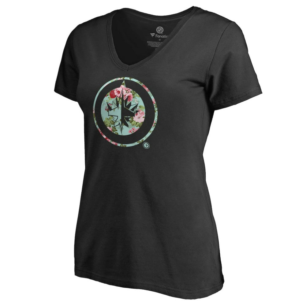 NHL Winnipeg Jets Women's Lovely V-Neck T-Shirt - Black