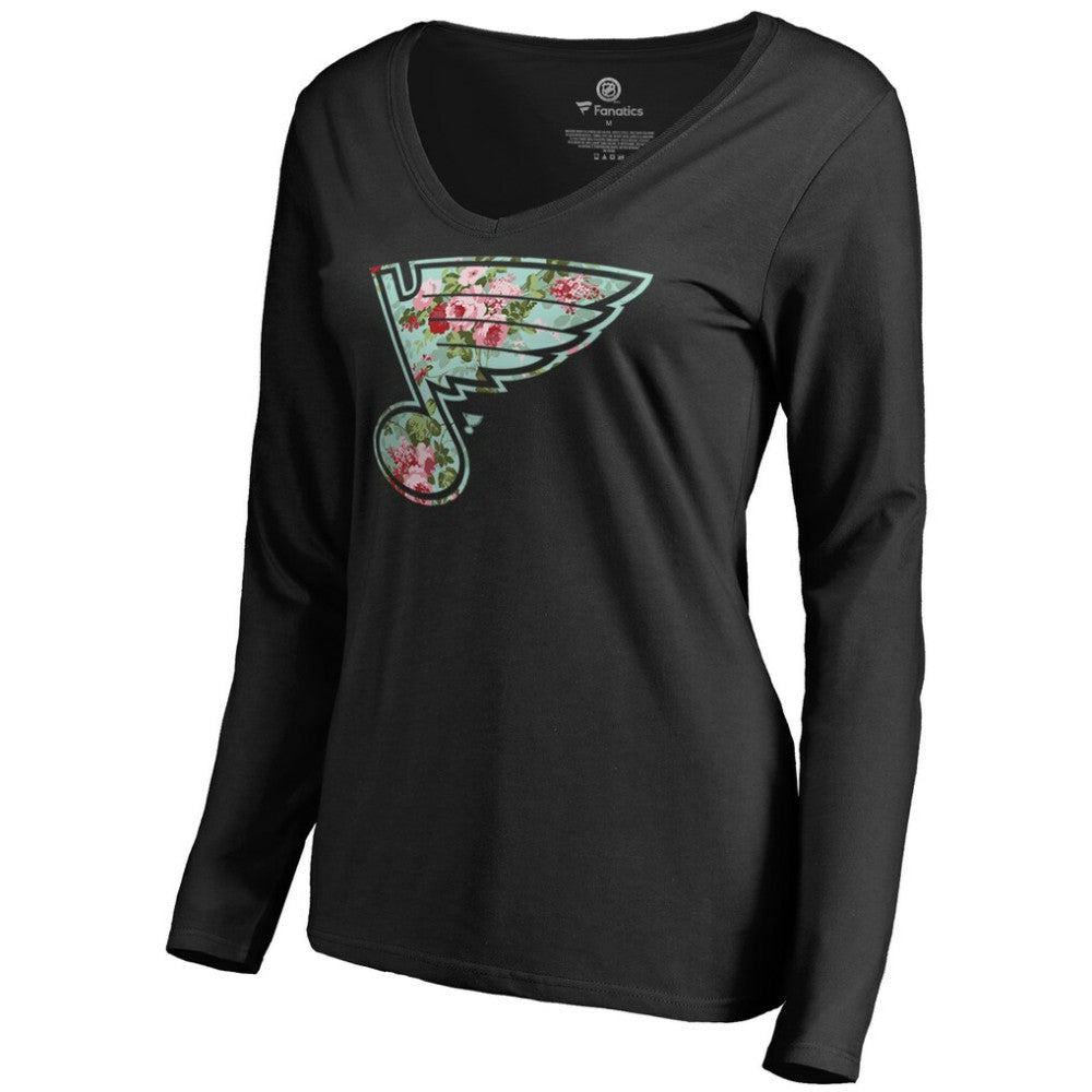 NHL St. Louis Blues Women's Lovely Long Sleeve V-Neck T-Shirt - Black