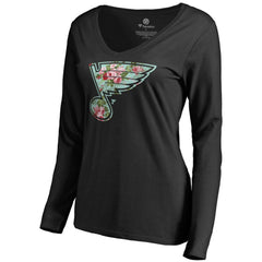 NHL St. Louis Blues Women's Lovely Long Sleeve V-Neck T-Shirt - Black