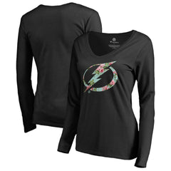 NHL Tampa Bay Lightning Women's Lovely Long Sleeve V-Neck T-Shirt - Black