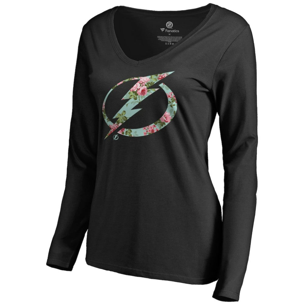 NHL Tampa Bay Lightning Women's Lovely Long Sleeve V-Neck T-Shirt - Black