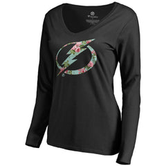 NHL Tampa Bay Lightning Women's Lovely Long Sleeve V-Neck T-Shirt - Black