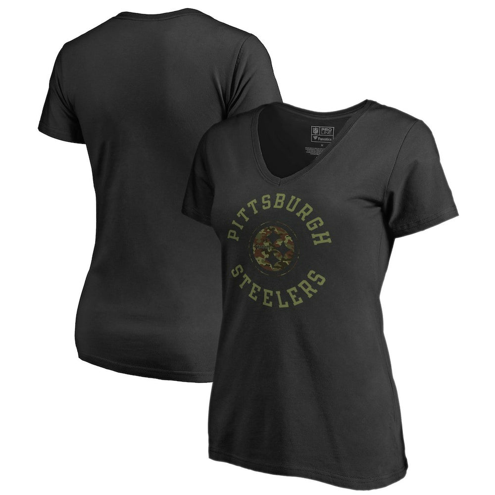Pittsburgh Steelers Women's Camo Collection Liberty V-Neck T-Shirt Black