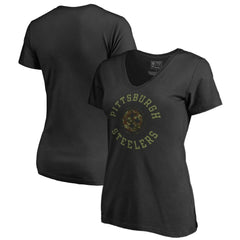 Pittsburgh Steelers Women's Camo Collection Liberty V-Neck T-Shirt Black