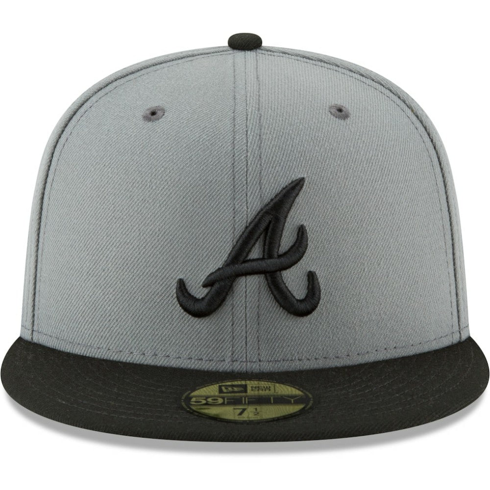 Atlanta Braves New Era Two-Tone 59FIFTY Fitted Hat - Gray/Black Hats