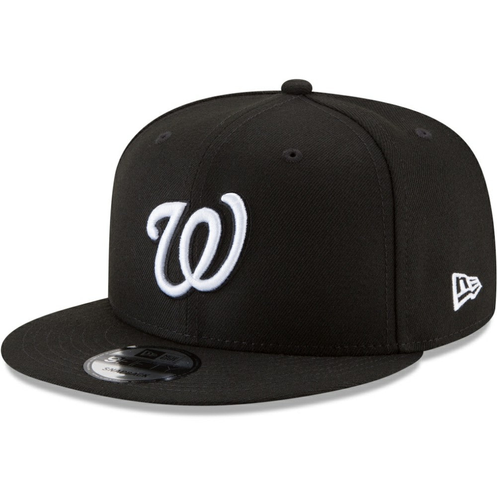 Washington Nationals New Era Black & White 9FIFTY Snapback Hat - Black Hats