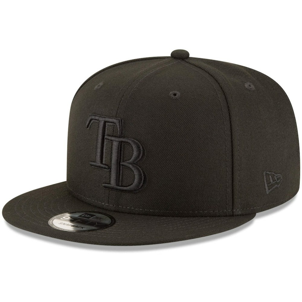 Tampa Bay Rays New Era Black on Black 9FIFTY Team Snapback Adjustable Hat - Black Hats
