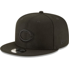 Cincinnati Reds New Era Black on Black 9FIFTY Team Snapback Adjustable Hat - Black Hats