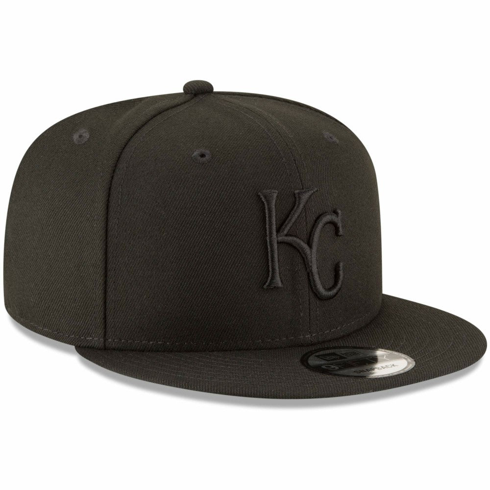Kansas City Royals New Era Black on Black 9FIFTY Team Snapback Adjustable Hat - Black Hats