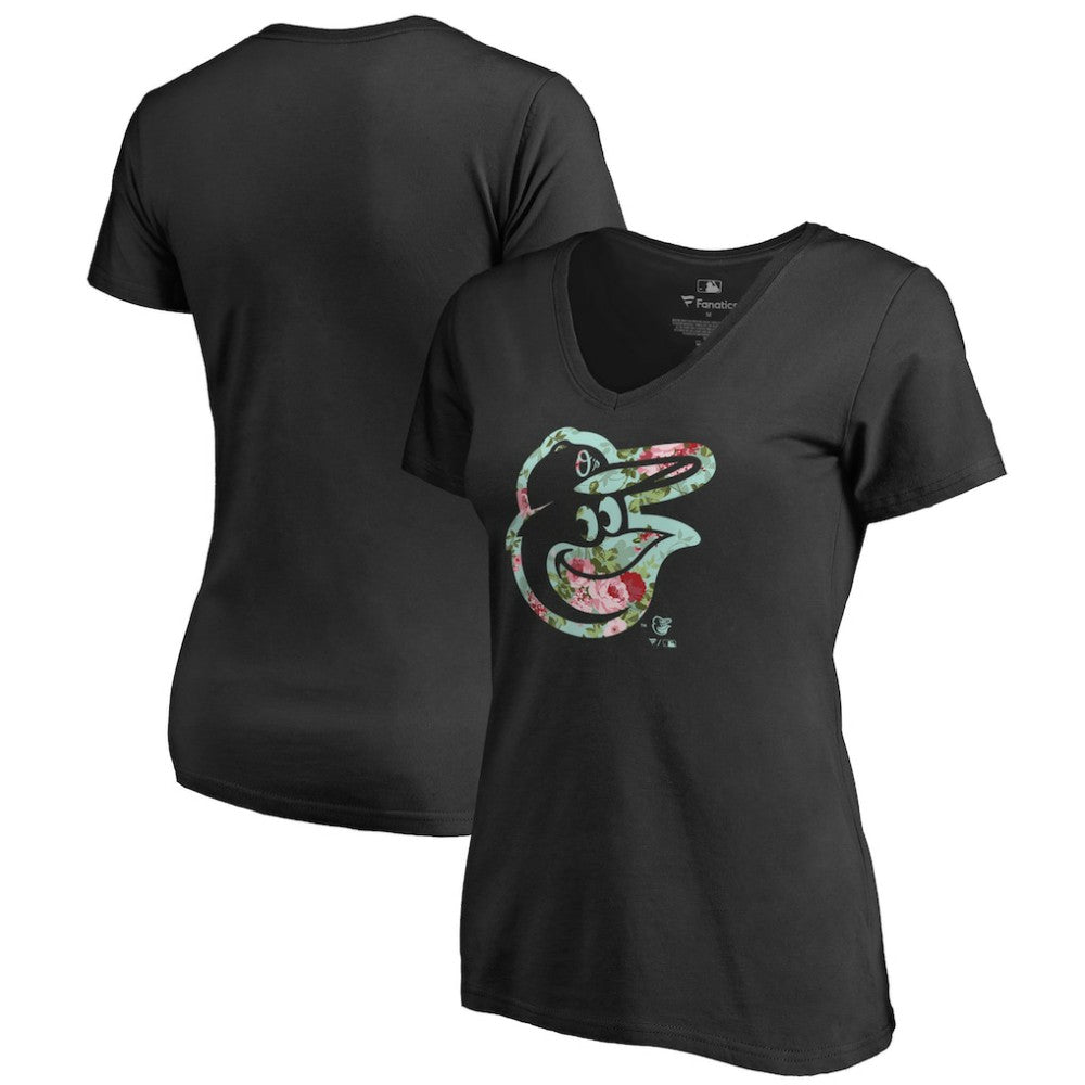 Baltimore Orioles Women's Lovely V-Neck T-Shirt - Black T-shirts
