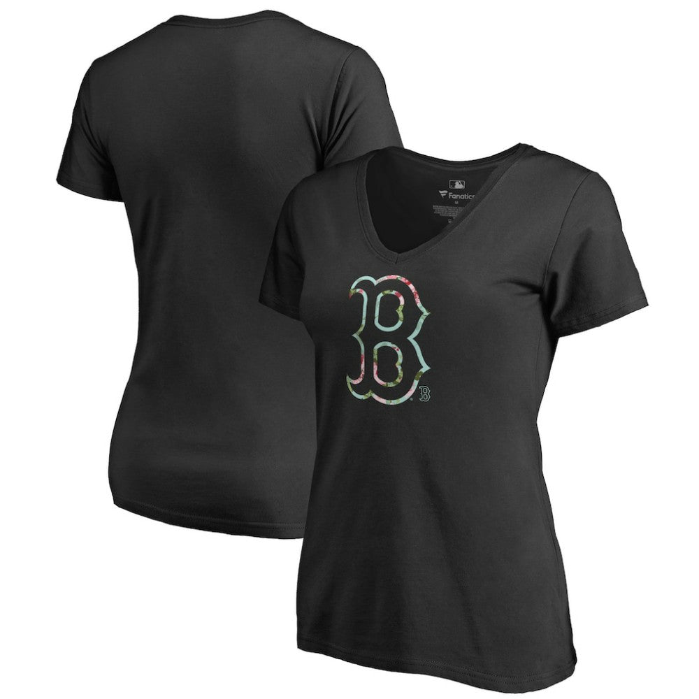 Boston Red Sox Women's Lovely V-Neck T-Shirt - Black T-shirts