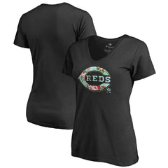 Cincinnati Reds Women's Lovely V-Neck T-Shirt - Black T-shirts