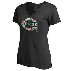 Cincinnati Reds Women's Lovely V-Neck T-Shirt - Black T-shirts