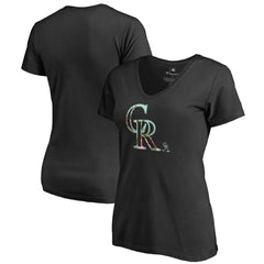 Colorado Rockies Women's Lovely V-Neck T-Shirt - Black T-shirts