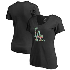 Los Angeles Dodgers Women's Lovely V-Neck T-Shirt - Black T-shirts