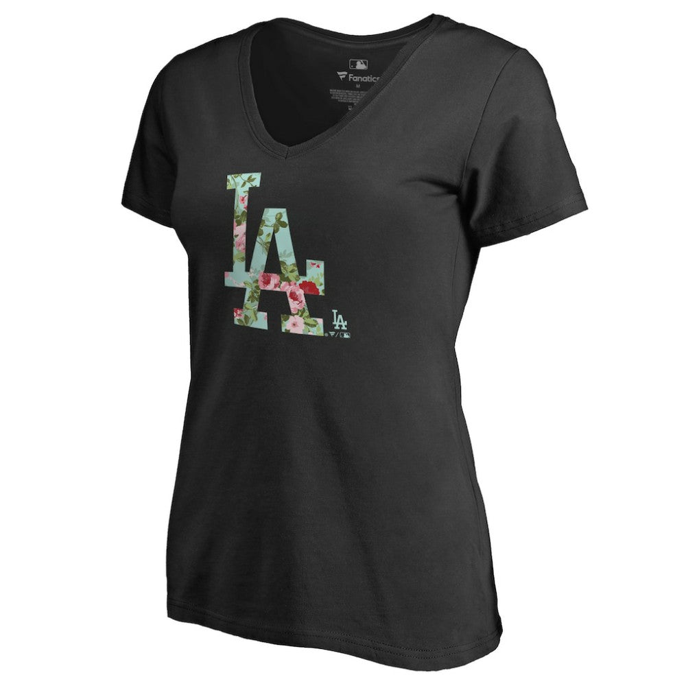 Los Angeles Dodgers Women's Lovely V-Neck T-Shirt - Black T-shirts