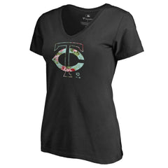 Minnesota Twins Women's Lovely V-Neck T-Shirt - Black T-shirts