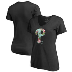 Philadelphia Phillies Women's Lovely V-Neck T-Shirt - Black T-shirts