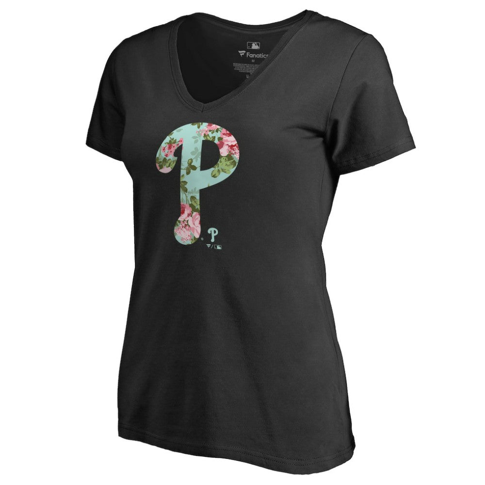 Philadelphia Phillies Women's Lovely V-Neck T-Shirt - Black T-shirts