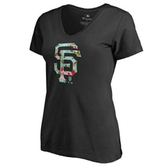San Francisco Giants Women's Lovely V-Neck T-Shirt - Black T-shirts