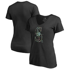 Seattle Mariners Women's Lovely V-Neck T-Shirt - Black T-shirts
