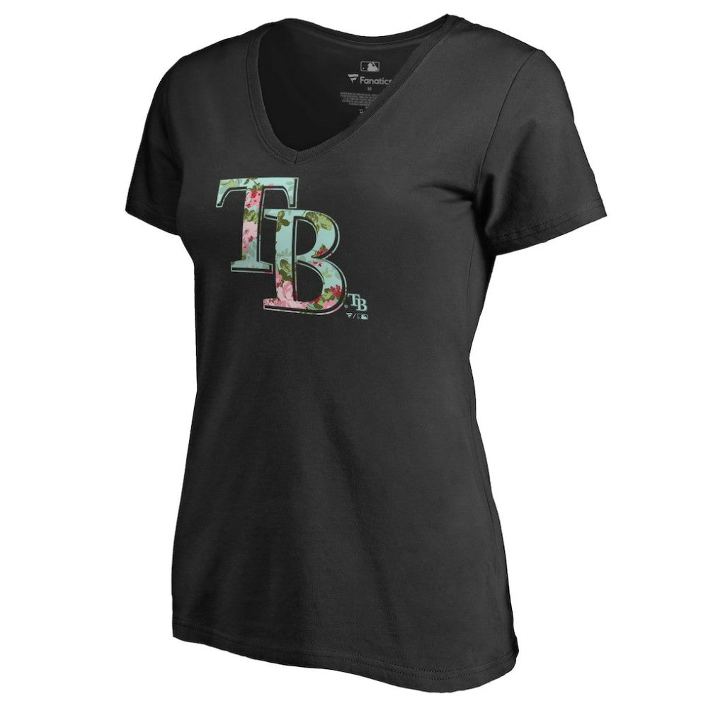 Tampa Bay Rays Women's Lovely V-Neck T-Shirt - Black T-shirts