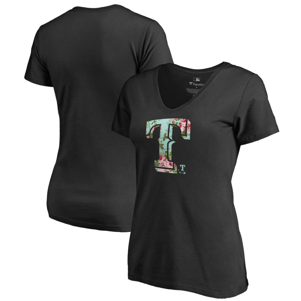 Texas Rangers Women's Lovely V-Neck T-Shirt - Black T-shirts