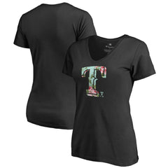 Texas Rangers Women's Lovely V-Neck T-Shirt - Black T-shirts