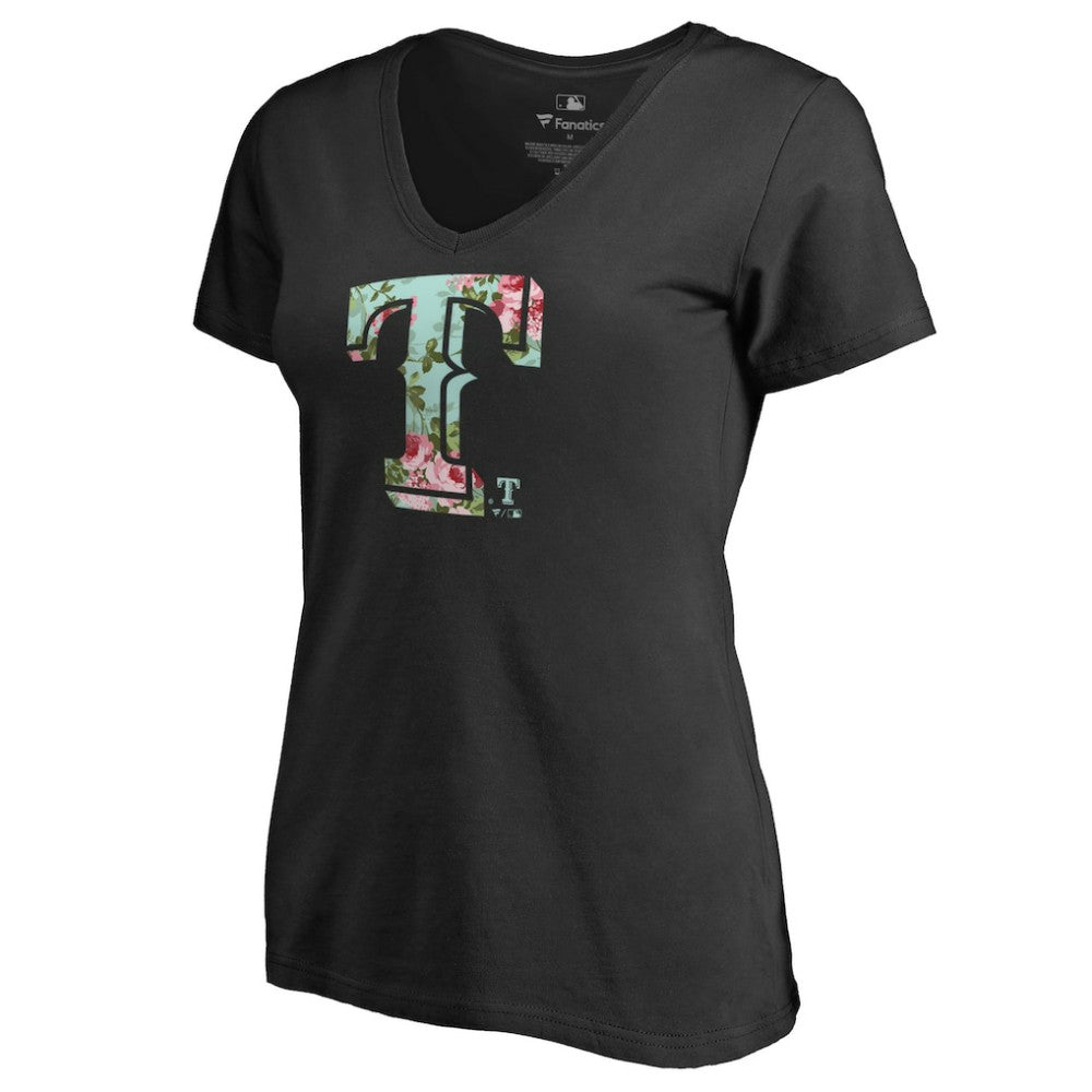 Texas Rangers Women's Lovely V-Neck T-Shirt - Black T-shirts