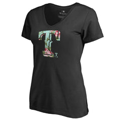 Texas Rangers Women's Lovely V-Neck T-Shirt - Black T-shirts
