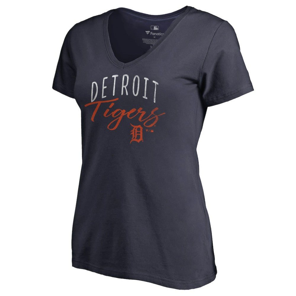 Detroit Tigers Women's Graceful V-Neck T-Shirt - Navy T-shirts