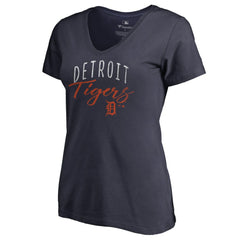 Detroit Tigers Women's Graceful V-Neck T-Shirt - Navy T-shirts