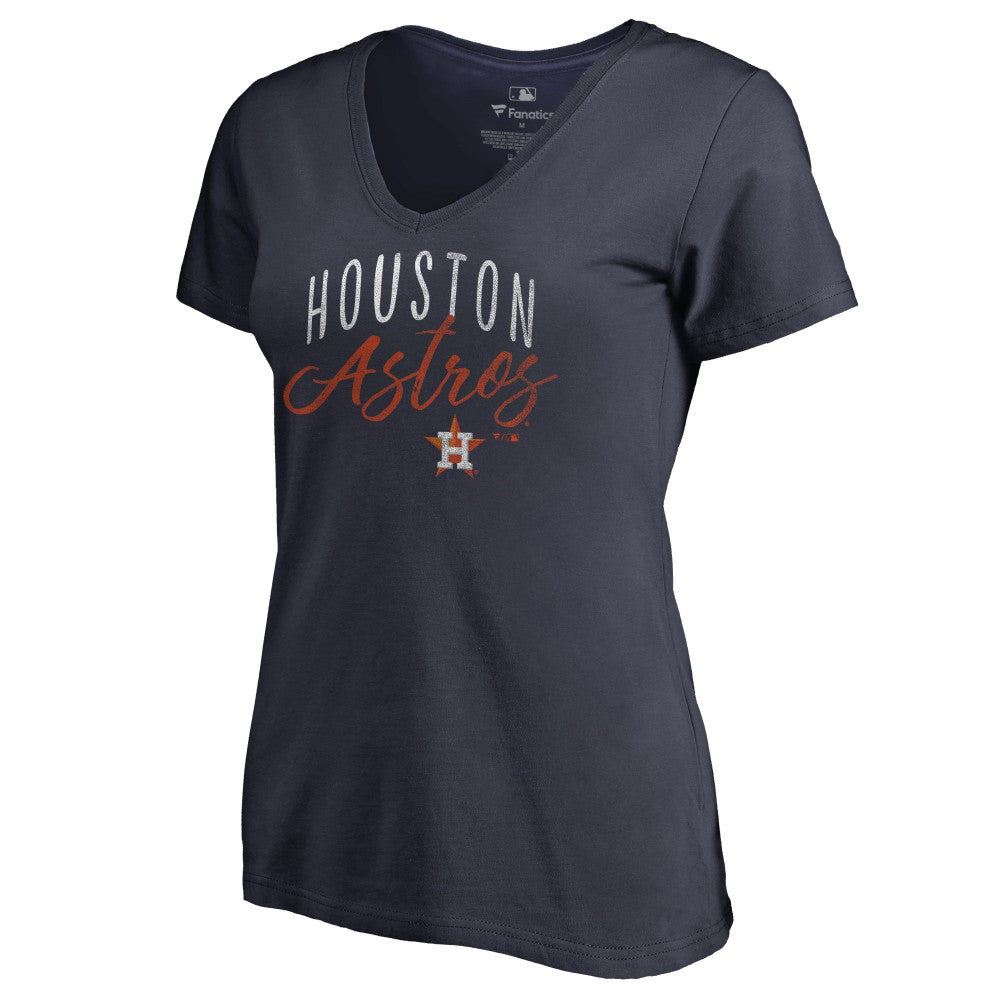 Houston Astros Women's Graceful V-Neck T-Shirt - Navy T-shirts