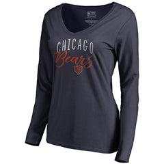 Chicago Bears Women's Graceful Long Sleeve V-Neck T-Shirt Navy