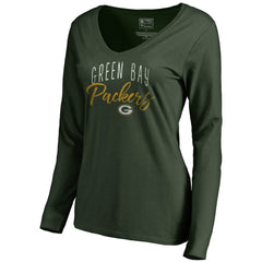 Green Bay Packers Women's Graceful Long Sleeve V-Neck T-Shirt Green