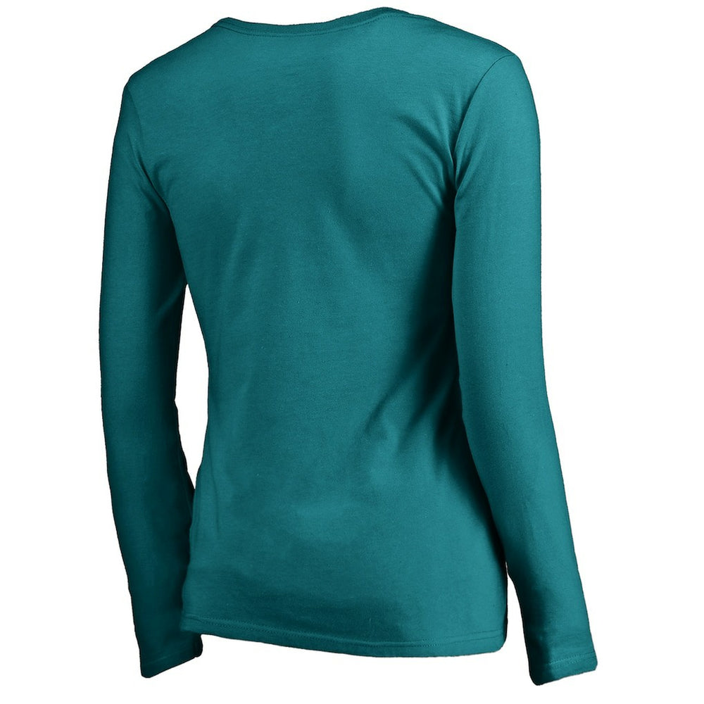 Miami Dolphins Women's Graceful Long Sleeve V-Neck T-Shirt Aqua