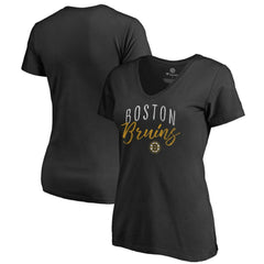 NHL Boston Bruins Women's Graceful V-Neck T-Shirt - Black