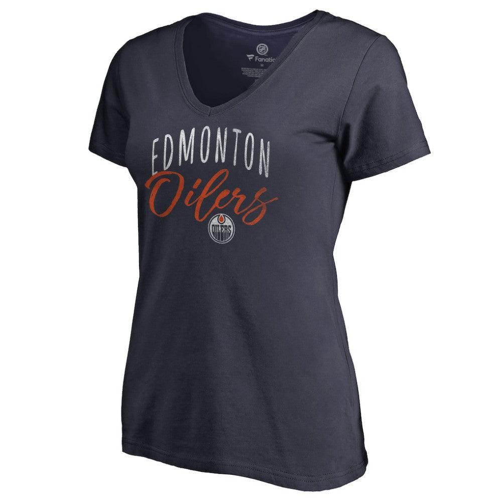 NHL Edmonton Oilers Women's Graceful V-Neck T-Shirt - Navy